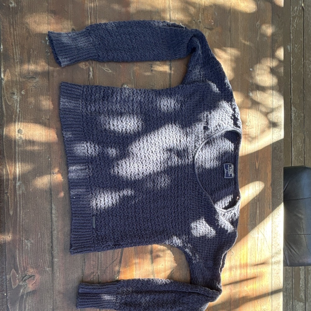 Abercrombie & Fitch Women Small Blue Open Knit Crochet Sweater Textured  Y2K